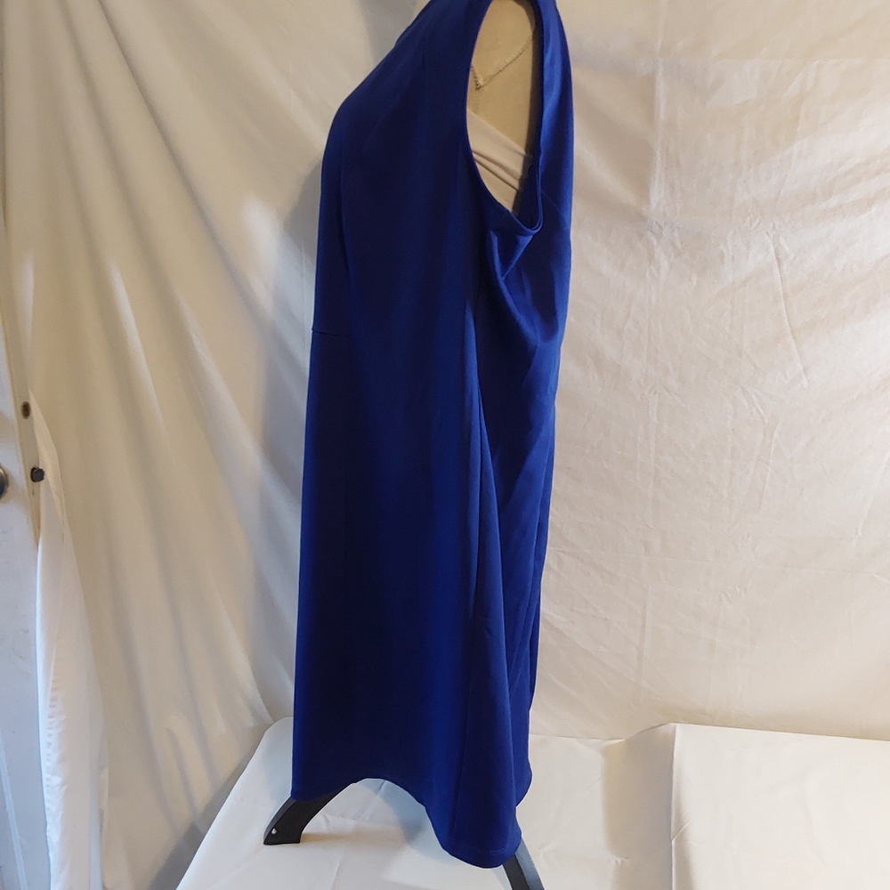 Ashley Stewart's Women  Cap Sleeve Blue Sheath Dress Stretch Size 22/24 - Picture 6 of 7